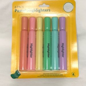 6 Pack Pastel Highlighters non toxic water based ink.